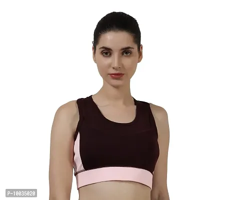 Ndless Sports Polyester Blend Wireless Padded Sports Bra for Yoga, Running, Fitness & Gym