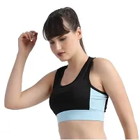 NDLESS SPORTS Polyester Blend Wireless Padded Sports Bra for Yoga, Running, Fitness & Gym Pack of 2 (Pista & Sky Blue, M)-thumb2