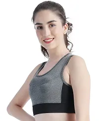 Ndless Sports Polyester Blend Wireless Padded Sports Bra for Yoga, Running, Fitness & Gym (Grindel & Black, X-Large)-thumb2