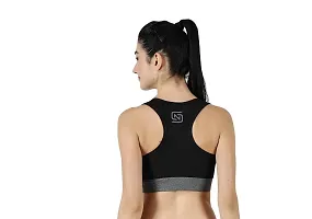 NDLESS SPORTS Polyester Blend Wireless Padded Sports Bra for Yoga, Running, Fitness & Gym Pack of 2 (Black & Bottle Green, M)-thumb1