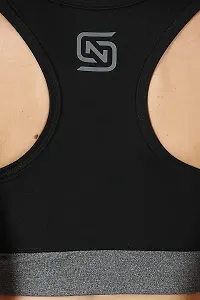 Ndless Sports Polyester Blend Wireless Padded Sports Bra for Yoga, Running, Fitness & Gym (Black & Grindel, M)-thumb4