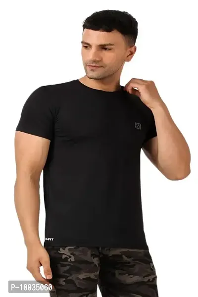 Ndless Sports Men?s Half Sleeve Polyester & Spandex Crushed Fabric Regular Stretchable Sweat Absorbent Dry-Fit T-Shirt for Running, Cycling, Gym, Yoga & Fitness Pack of 3-thumb3