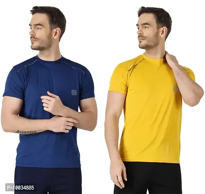 Ndless Sports Round Neck Crush Design Fabric Half Sleeves Dry-Fit Moisture Wicking Lycra  Polyester Blend Reflector T-Shirts for Men Pack of 2-thumb0