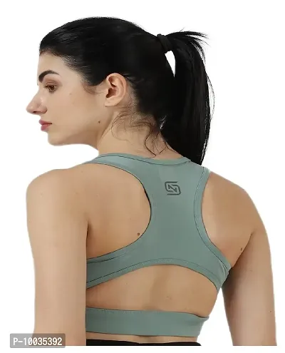 NDLESS SPORTS Solid Polyester Blend Non-Wired Soft Padded Sports Bra for Cycling, Racing, Excercise & Fitness-thumb2