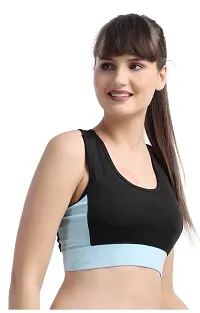 NDLESS SPORTS Polyester Blend Wireless Padded Sports Bra for Yoga, Running, Fitness & Gym Pack of 2 (Pista & Sky Blue, M)-thumb4