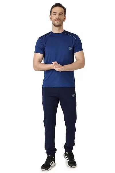 NDLESS SPORTS Men?s Combo of Crushed Fabric Reflective T-Shirt & Solid Jogger for Exercise, Sports & Running