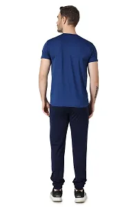 NDLESS SPORTS Men?s Combo of Crushed Fabric Reflective T-Shirt & Solid Jogger for Exercise, Sports & Running Navy Blue-thumb2