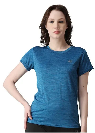 NDLESS SPORTS Half Sleeves Dry-Fit Moisture Wicking Polyester Lycra Blend Round Neck T-Shirts for Women