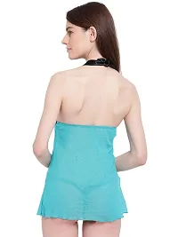 PYXIDIS Net Babydoll Nighty Nightwear for Women Turquoise Blue-thumb1