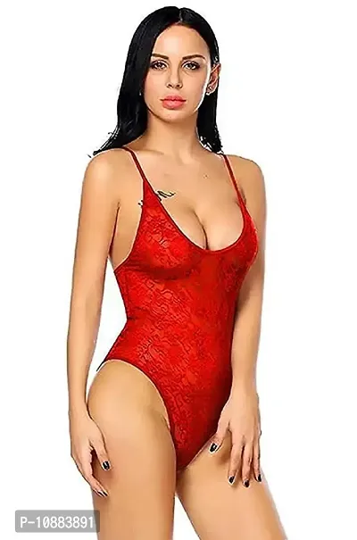 PYXIDIS Lace Babydoll Teddy Lingerie Night Dress for Women Red-thumb4