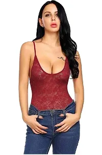 PYXIDIS Lace Babydoll Teddy Lingerie Night Dress for Women Maroon-thumb3