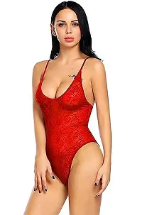 PYXIDIS Lace Babydoll Teddy Lingerie Night Dress for Women Red-thumb2