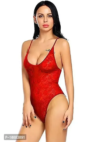 PYXIDIS Lace Babydoll Teddy Lingerie Night Dress for Women Red-thumb3