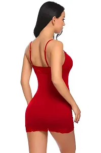 PYXIDIS Women Viscose and Lace Babydoll Nigthwear Nighty Red-thumb1