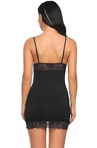 PYXIDIS Women Viscose and Lace Babydoll Nigthwear Nighty Black-thumb1