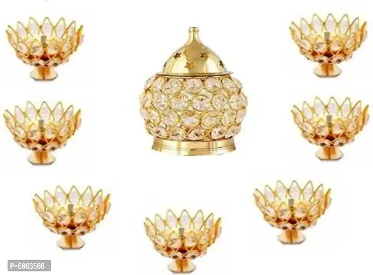 Diwali Dhamaka 8 Brass Akhand Diya Combo Brass (Pack of 8) Table Diya Set  (Height: 4 inch)