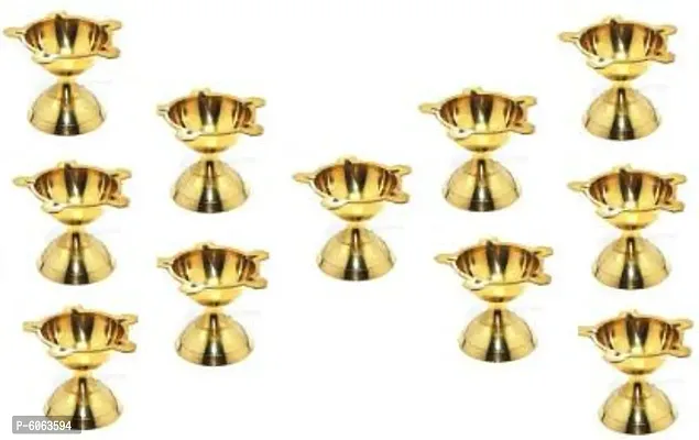 Akhand Jyoti Deepak STAR DIYA| Magical Lantern  Brass Table Diya Set of 11 Pcs-thumb0