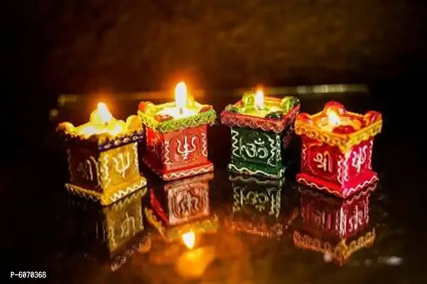 Tulsi Diya for Puja Diwali Decoration Terracotta Clay Diyas Tealight Candles Christmas Xmas Decoration Items for Home/office Terracotta 4