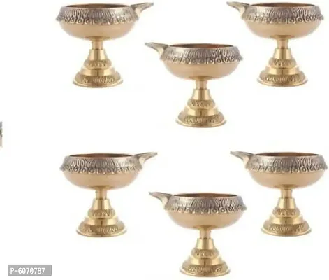 Brass (Pack of 6) Table Diya Set  (Height: 2 inch)