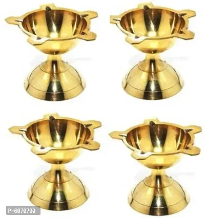 Akhand Jyoti Deepak STAR DIYA| Magical Lantern Brass Diya| Puja Lamp For Spritual Purpose Brass Table Diya (Pack of 4)-thumb0