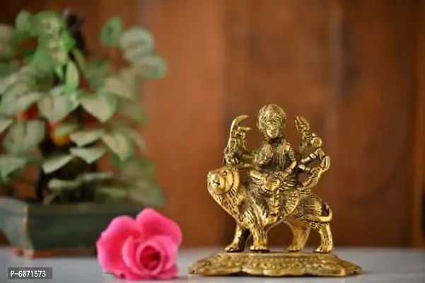 Goddess maa Durga Murti In Metal Antique Gold Finish Decorative Showpiece - 12.7 cm  (Metal, Gold)