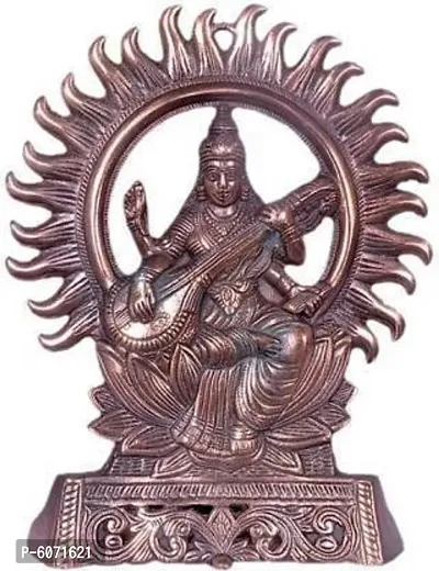 Goddess Sarswati Kiran Idol in Metal Copper Color Decorative Showpiece - 26 cm  (Metal, Copper)