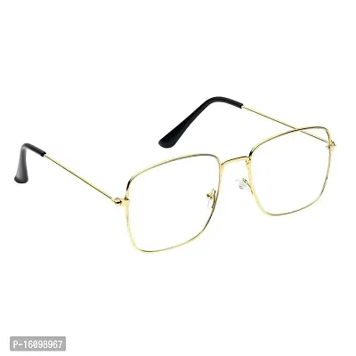Alvia Retro Square Spectacle Frame For Men And Women Vol-22 (Gold-Clear)