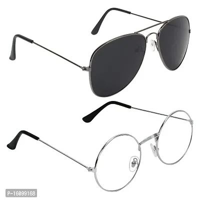 Alvia Combo of 2 Sunglasses Men  Women Vol-27 (Clear-Full Black)-thumb0