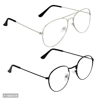 Alvia Combo of 2 Sunglasses For Men and Women Vol-1 (Black-Silver)