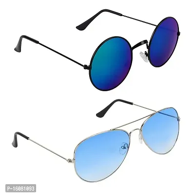 Alvia Combo of 2 Sunglasses For Men and Women Vol-5 (Black-Silver)