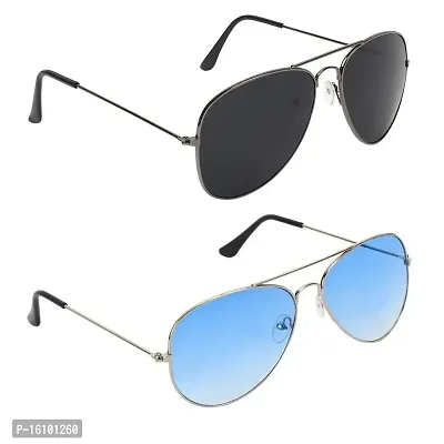 Alvia Combo of 2 Sunglasses Men  Women Vol-27 (Black-Light Blue)