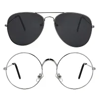 Alvia Combo of 2 Sunglasses Men  Women Vol-27 (Clear-Full Black)-thumb1