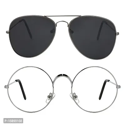 Alvia Combo of 2 Sunglasses Men  Women Vol-27 (Clear-Full Black)-thumb2