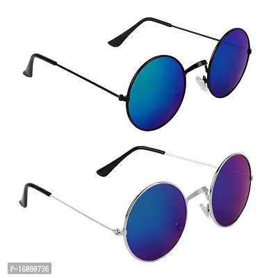 Alvia Combo of 2 Sunglasses For Men and Women Vol-5 (Blue-Blue)-thumb0