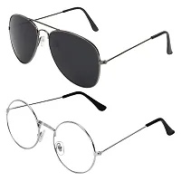 Alvia Combo of 2 Sunglasses Men  Women Vol-27 (Clear-Full Black)-thumb3