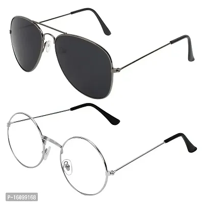 Alvia Combo of 2 Sunglasses Men  Women Vol-27 (Clear-Full Black)-thumb4