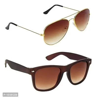 Alvia Unisex Adult Aviator sunglasses Brown Dc-Gold Frame Brown Lens Medium Pack of 1