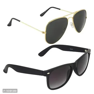 Alvia Combo of 2 Sunglasses Men  Women Vol-20 (Black Dc-Gold)