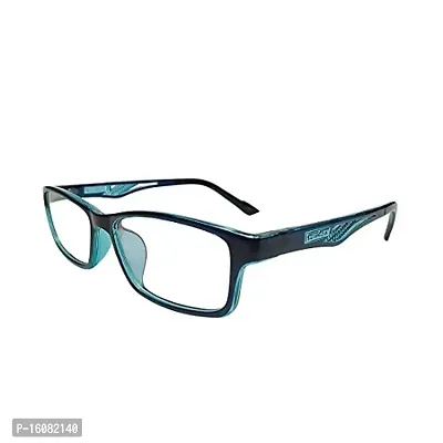 Alvia Rectangular Polycarbonate Eyewear Frame For Men and Women-Vol-9 (Blue,Clear)