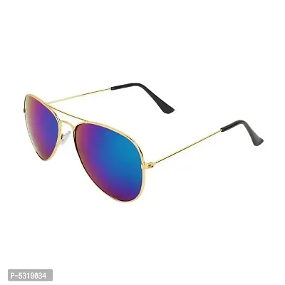 Alvia Gold and Blue Mercury Aviator Sunglasses-thumb0