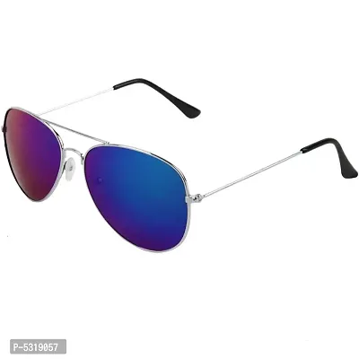 Alvia Silver and Blue Mercury Aviator Sunglasses-thumb0