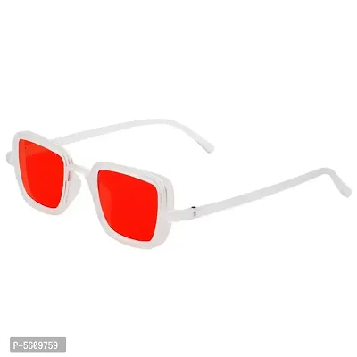 Stylish White  Red Rectangle Kabir Sing Sunglasses