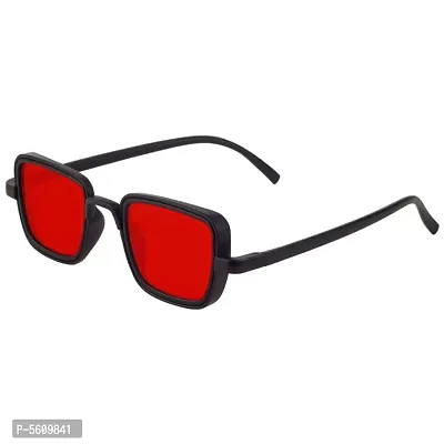 Stylish Black and Red Rectangle Unisex Sunglasses