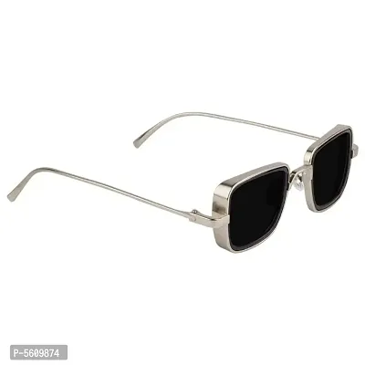 Stylish Silver & Black Rectangle Unisex Sunglasses