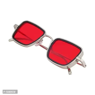 Stylish Silver & Red Rectangle Unisex Sunglasses