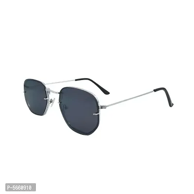 Stylish Silver  Black Square Unisex Sunglasses