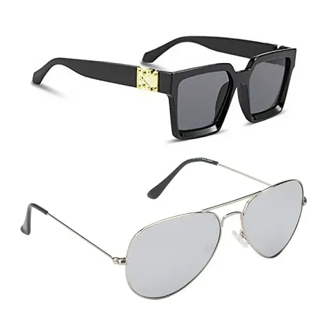 Black Square Sunglasses Stylish Combo for Men & Women