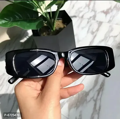 Black Rectangle Polycarbonate Women Sunglasses