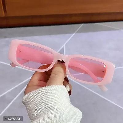 Pink Rectangle Polycarbonate Women Sunglasses