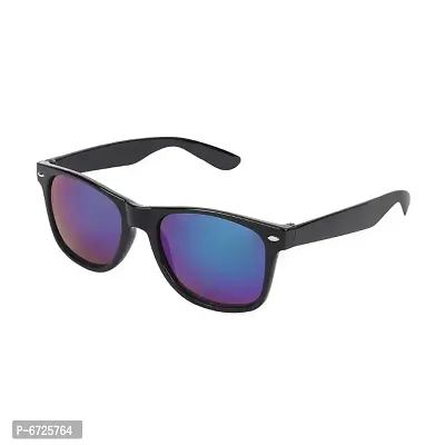 Black and Blue Wayfarer Rectangle Polycarbonate Unisex Sunglasses-thumb0